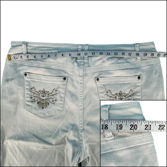 Faded Glory High Rise Capri Cropped White Denim Jeans 20W Embroidered Pockets - Picture 11 of 14